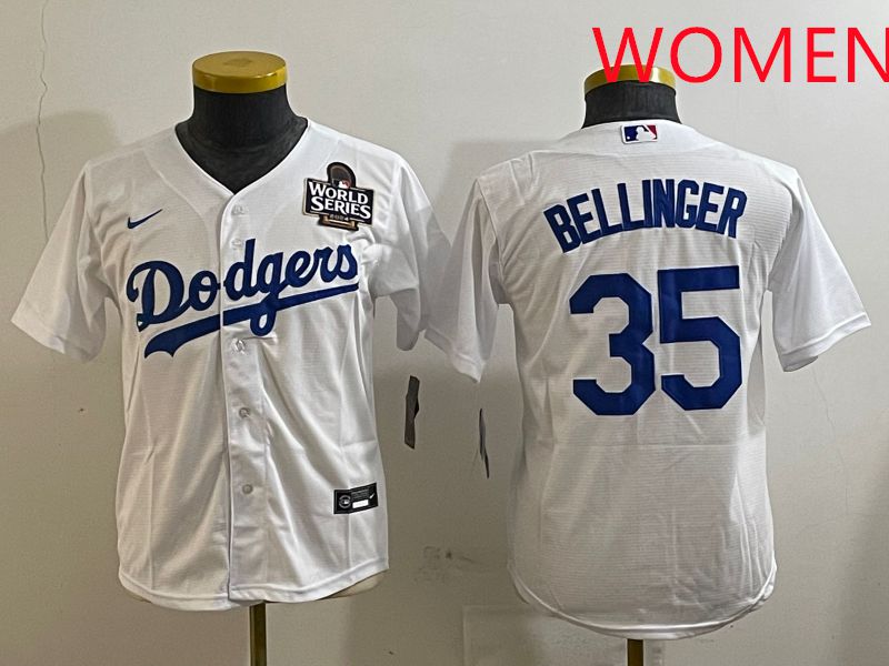 Women Los Angeles Dodgers 35 Bellinger White Game 2025 Nike MLB Jersey style 7